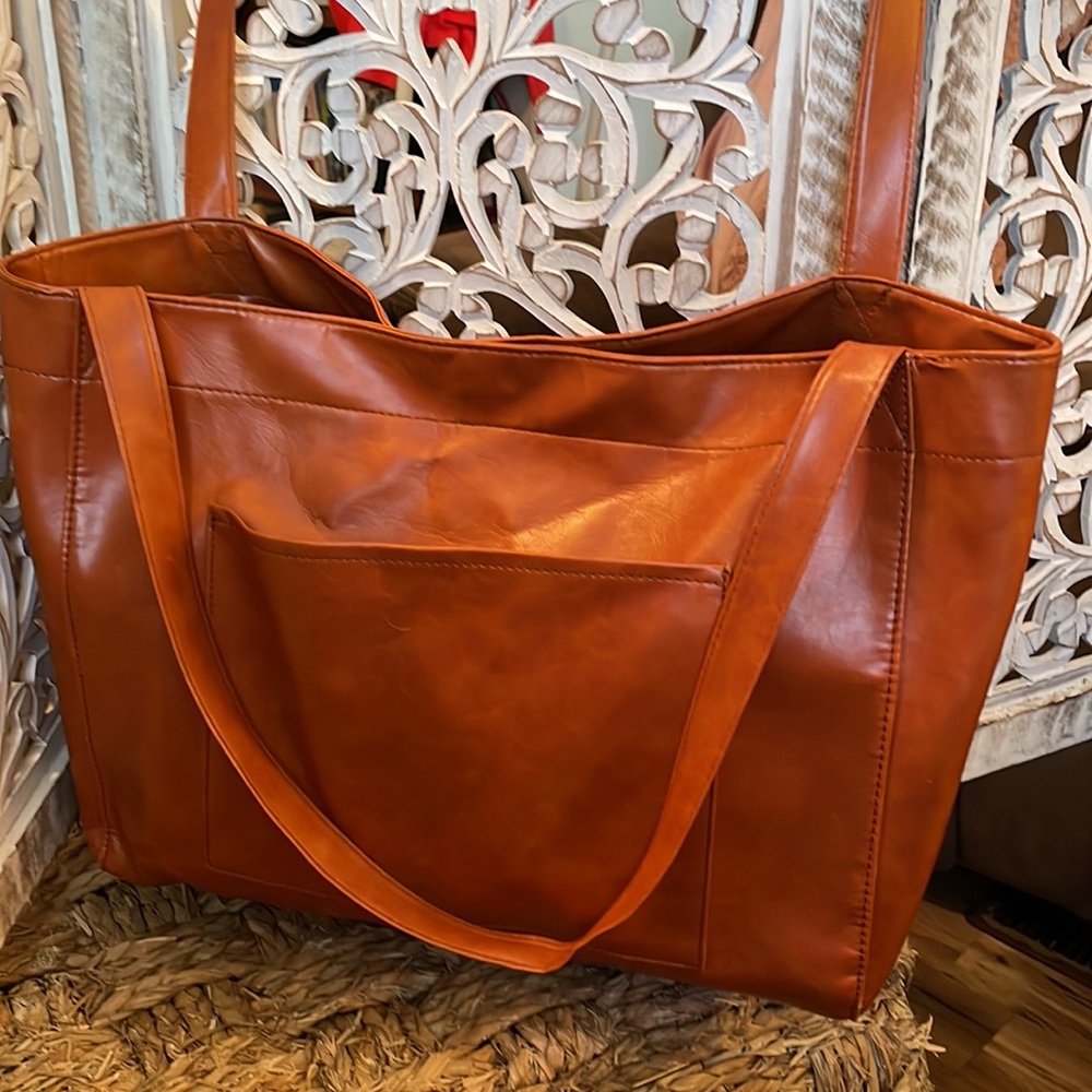 Tan faux leather tote/purse/bag